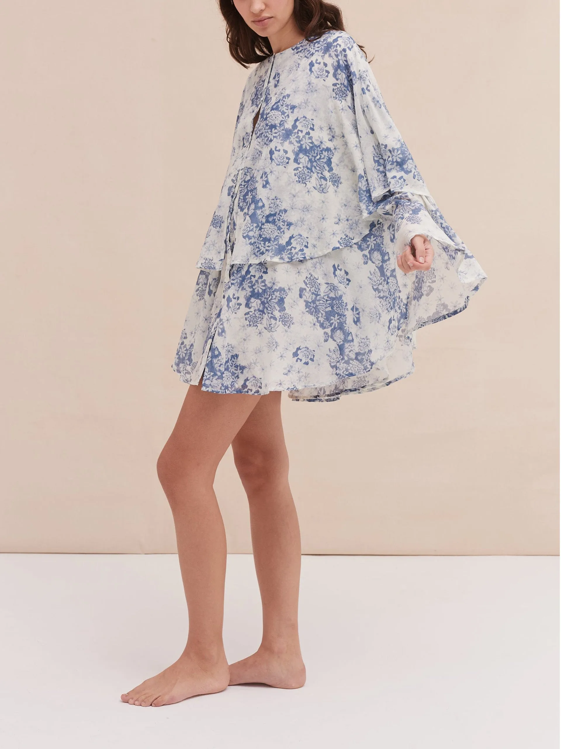 Floataway nightie flowers of time print blue