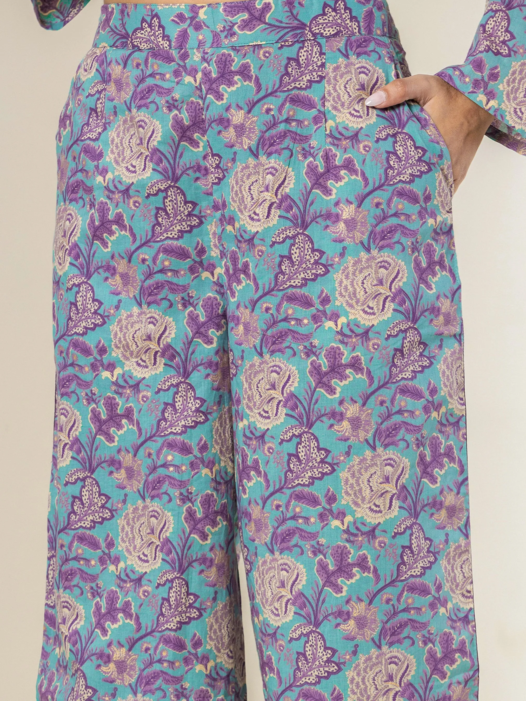 Front belt Cyan Purple Pure Cotton Jacket set of 3