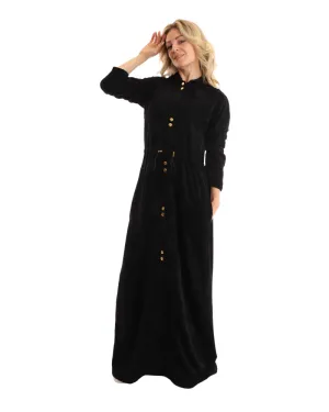 FW23MR05 Black Chenille Dolman Invisible Zipper Morning Robe