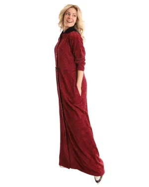 FW23MR05 Dry Rose Chenille Dolman Invisible Zipper Morning Robe