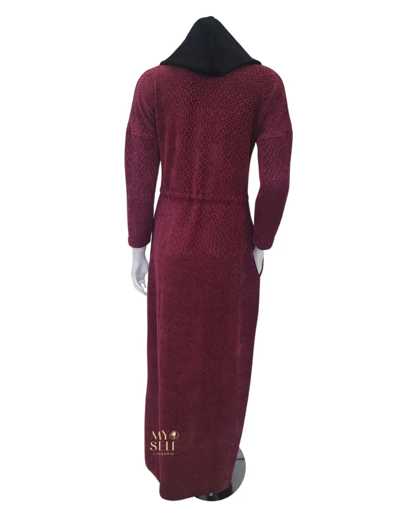 FW23MR05 Dry Rose Chenille Dolman Invisible Zipper Morning Robe