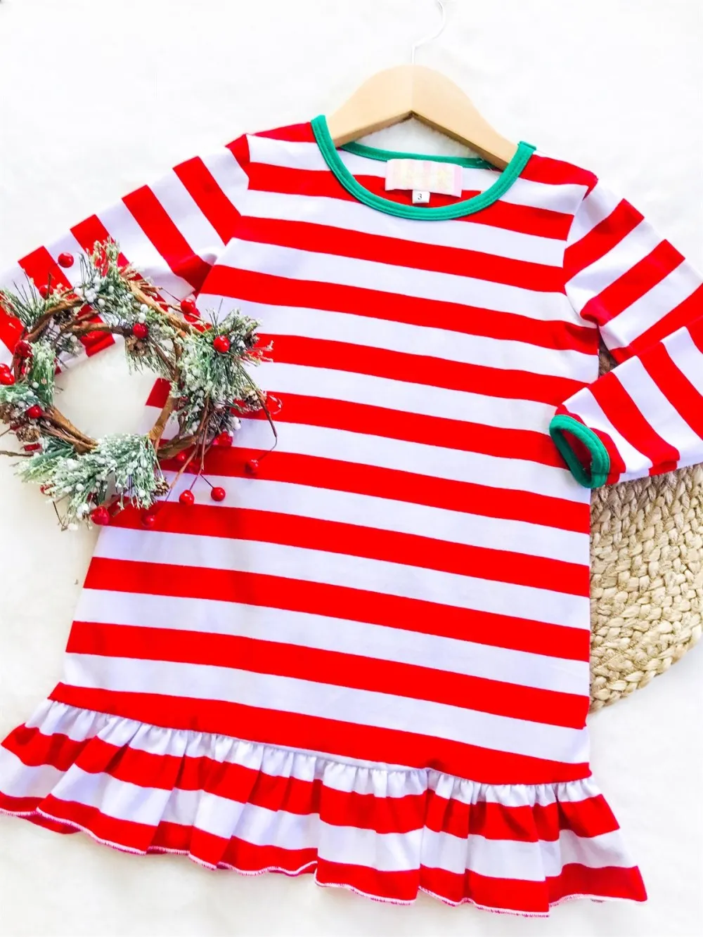 Girls Christmas Night Gowns - Red Stripe