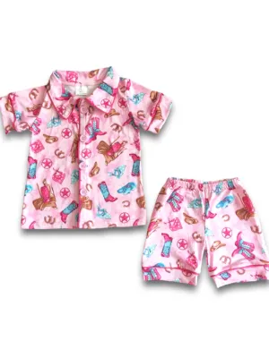 girls pajamas short set boots