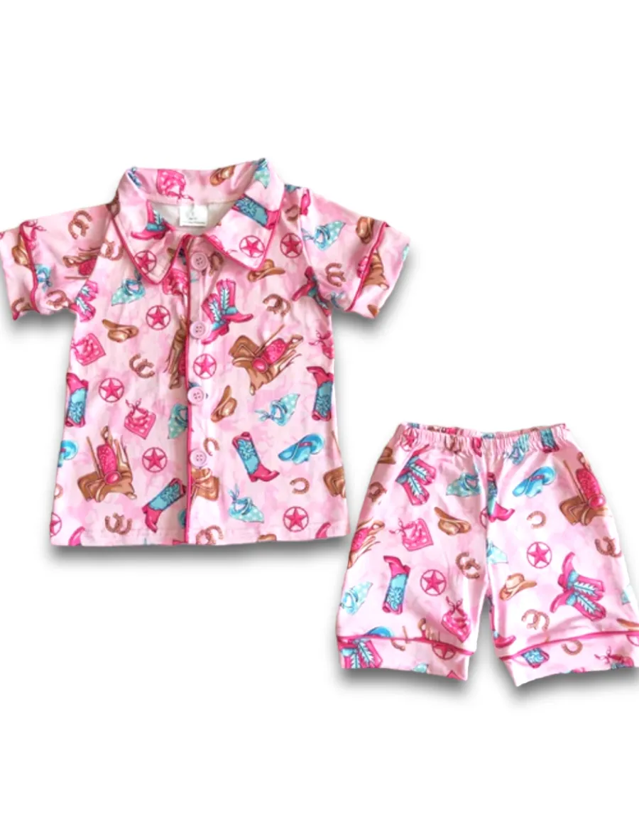 girls pajamas short set boots