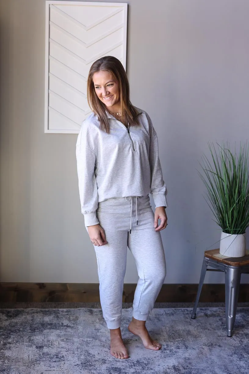 Gray Half Zip Knit Lounge Set • S-2XL PLUS