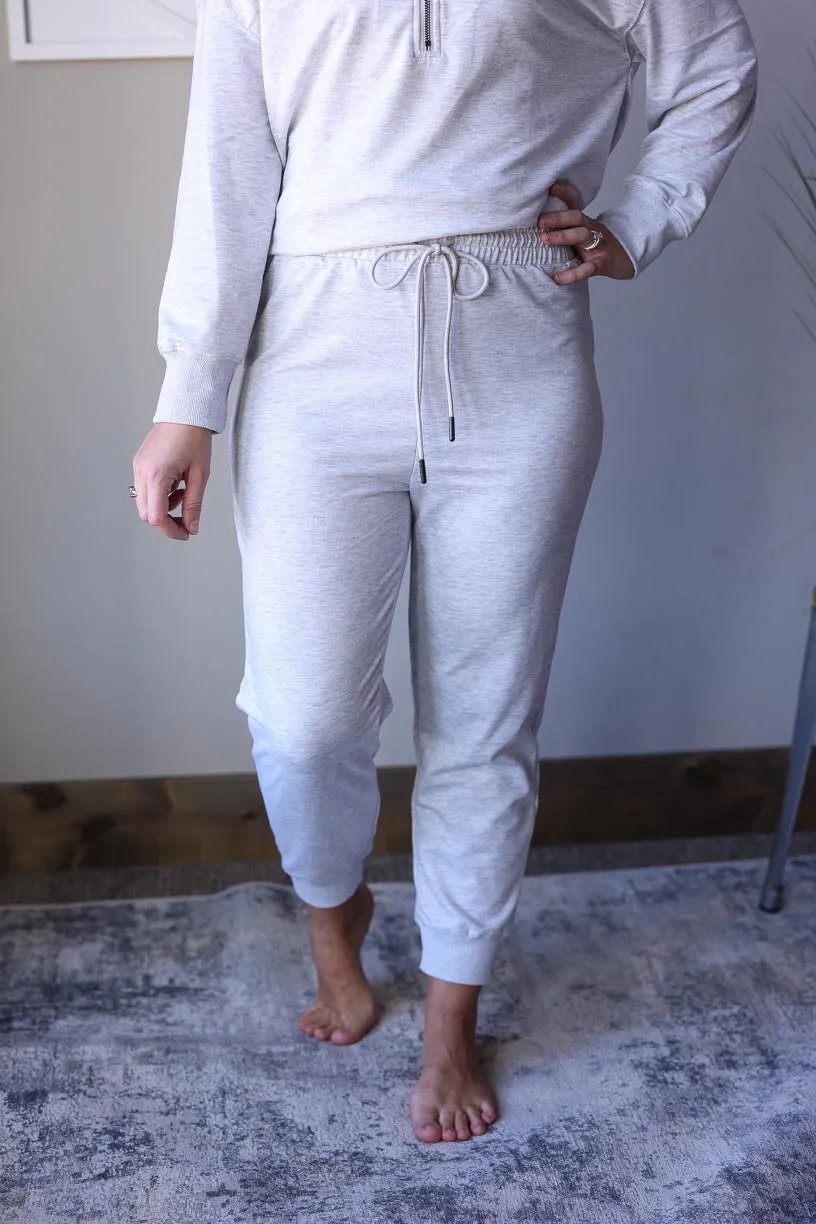 Gray Half Zip Knit Lounge Set • S-2XL PLUS