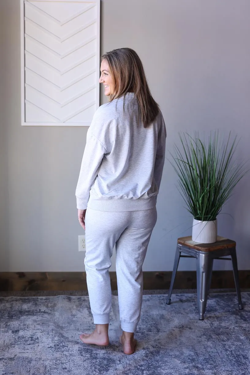 Gray Half Zip Knit Lounge Set • S-2XL PLUS