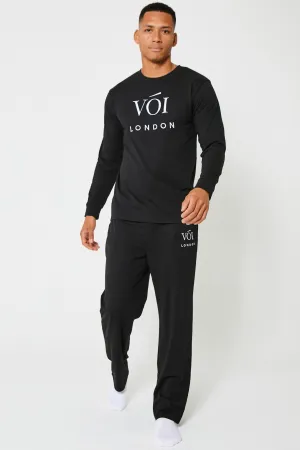Green Street Cotton Pyjama Set - Black
