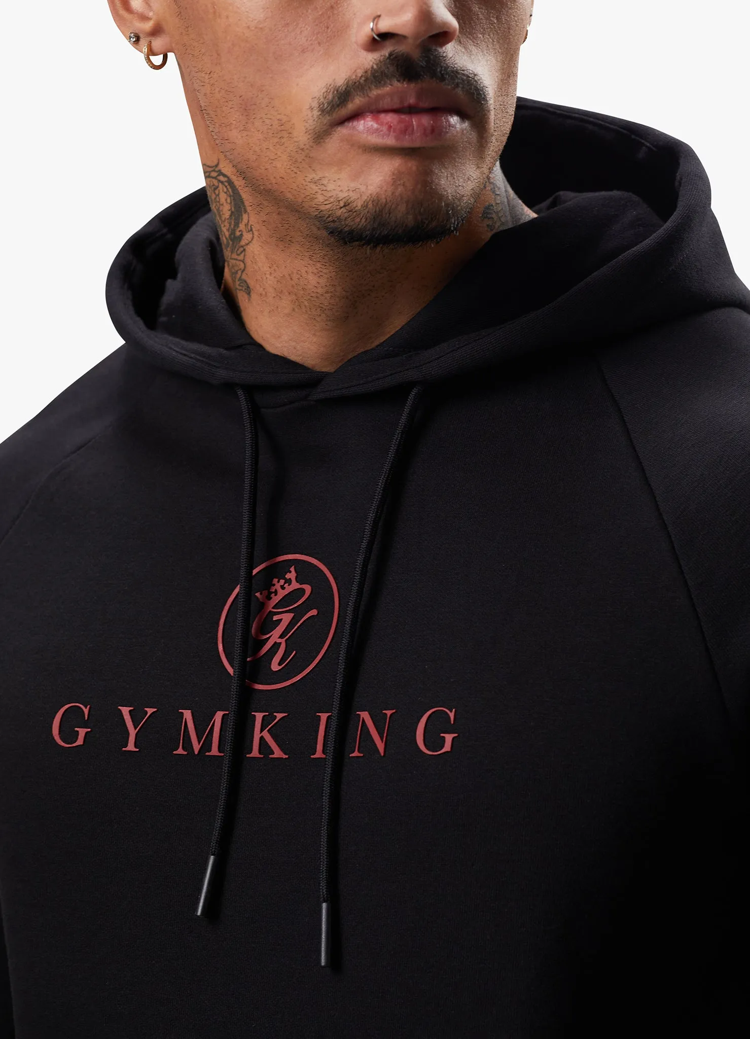 Gym King Pro Logo Fleece Tracksuit - Black/Red