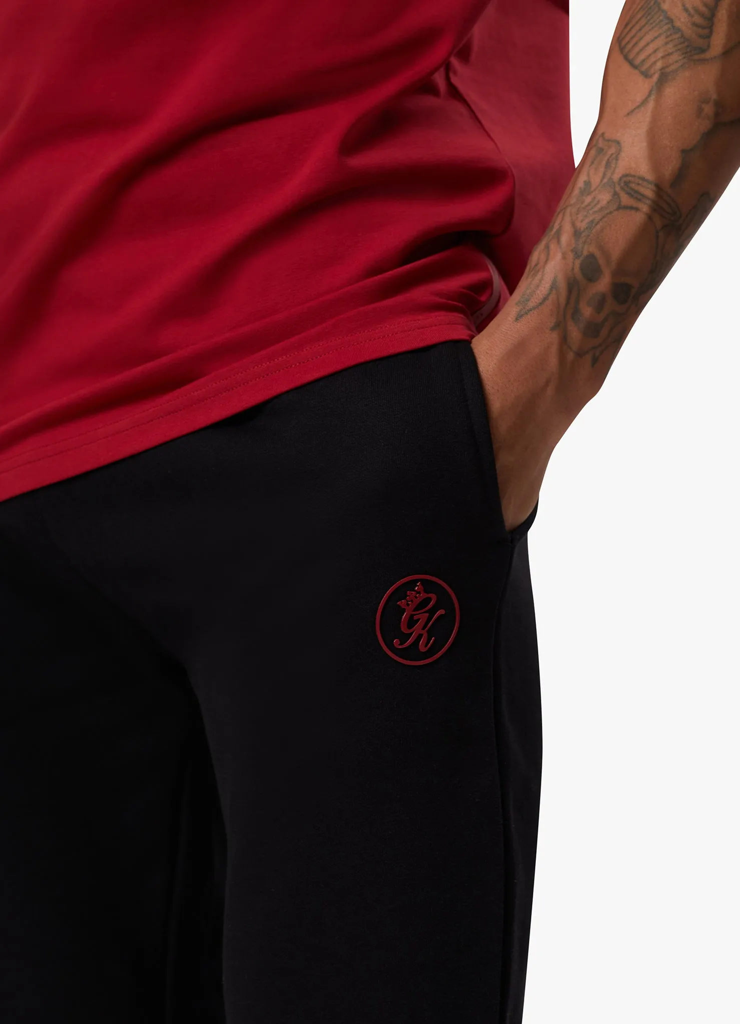 Gym King Pro Logo Fleece Tracksuit - Black/Red