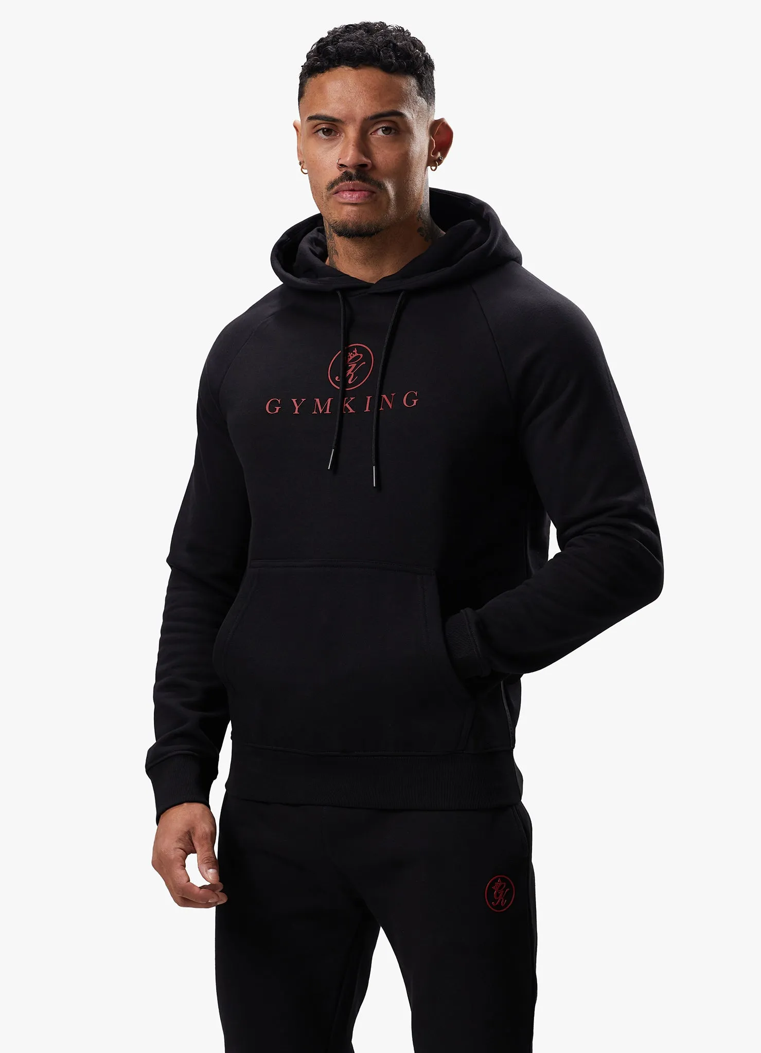 Gym King Pro Logo Fleece Tracksuit - Black/Red