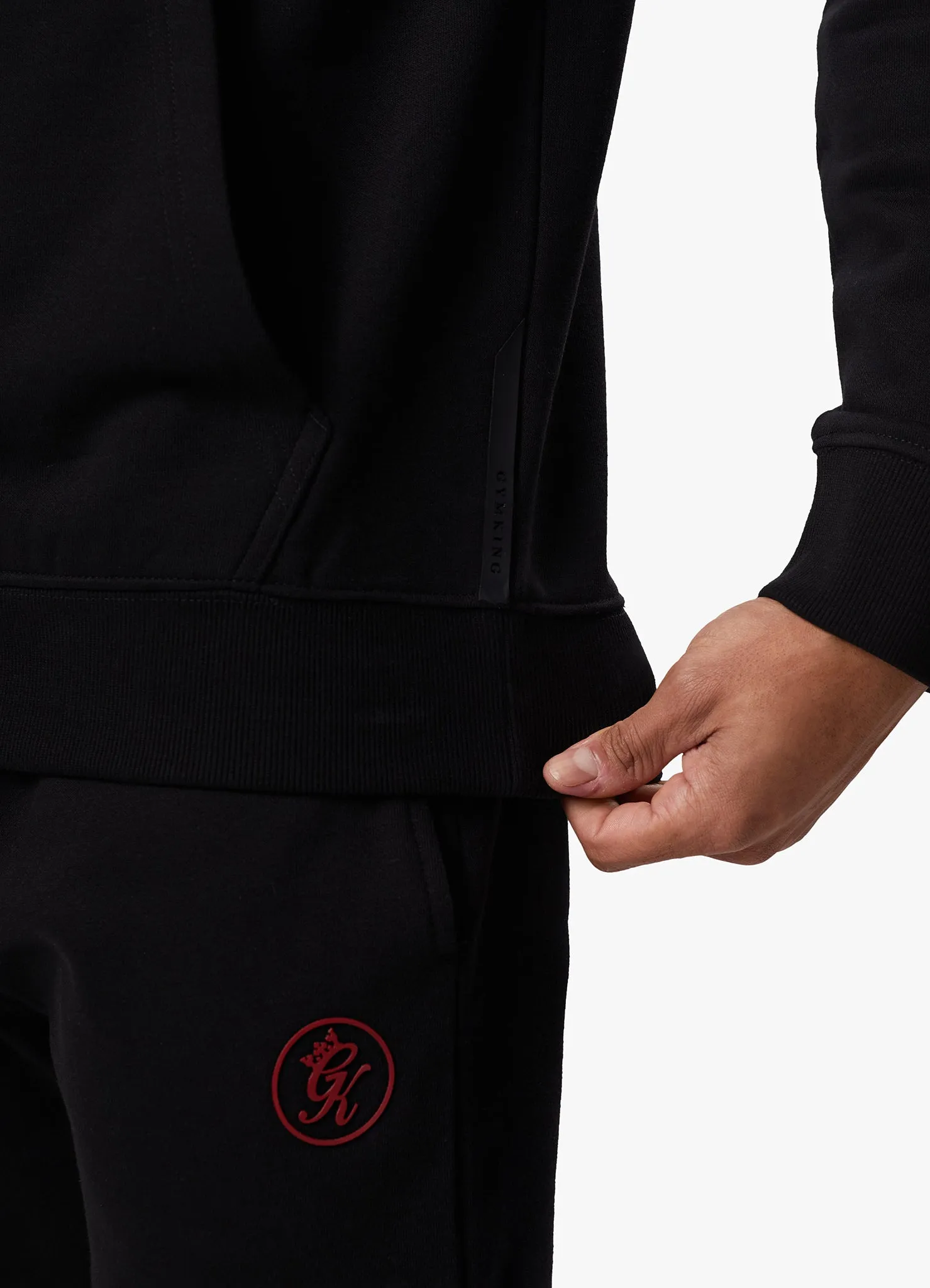 Gym King Pro Logo Fleece Tracksuit - Black/Red