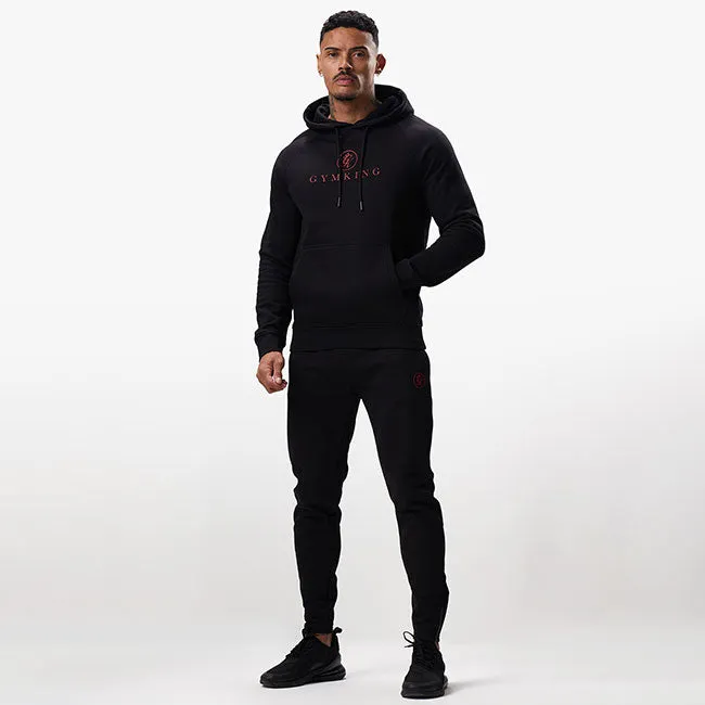 Gym King Pro Logo Fleece Tracksuit - Black/Red