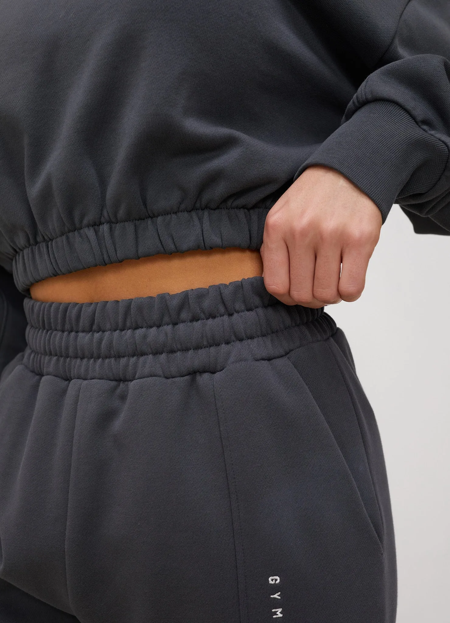 Gym King Shadow Cropped Funnel & Jogger - Shadow Grey