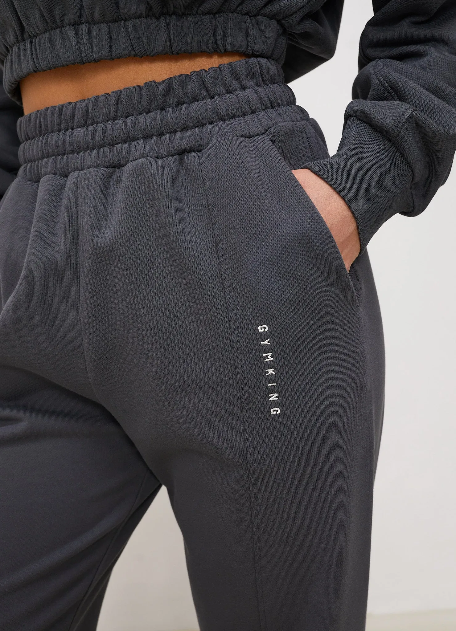 Gym King Shadow Cropped Funnel & Jogger - Shadow Grey