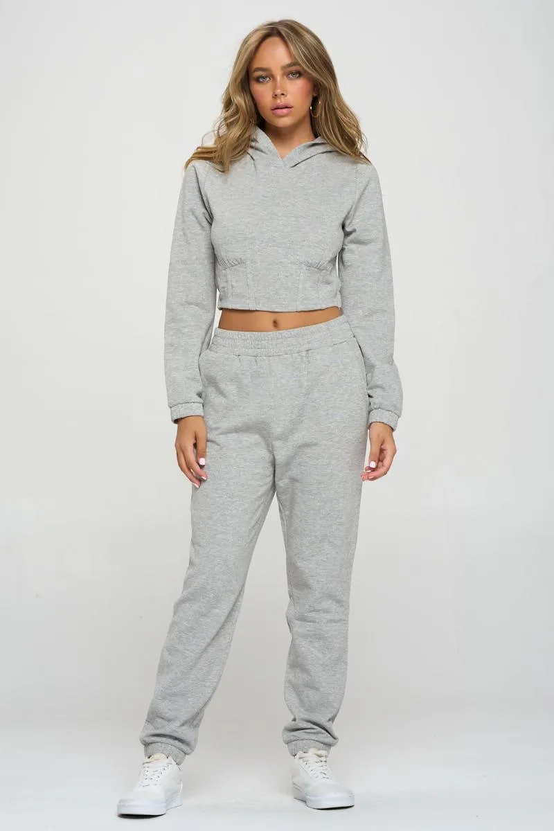 HOODED CORSET TOP & PANTS SET