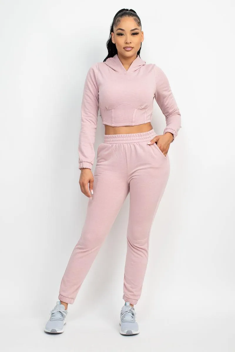 HOODED CORSET TOP & PANTS SET