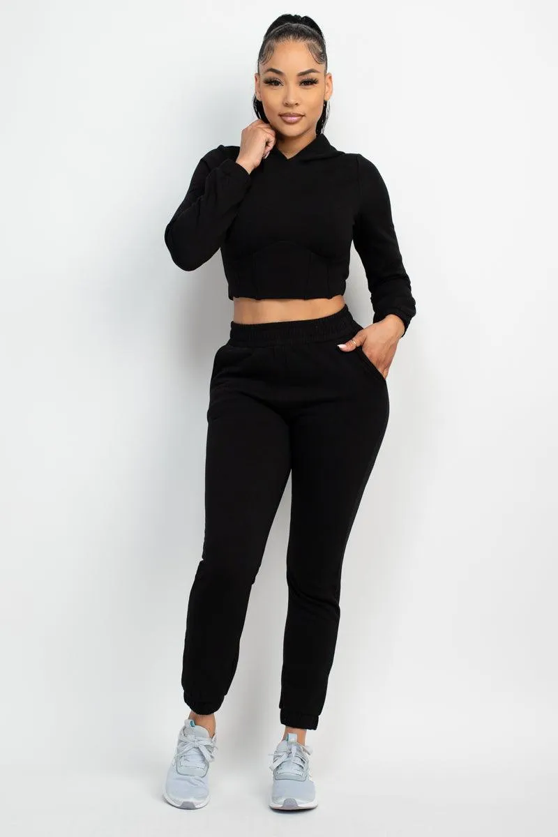 HOODED CORSET TOP & PANTS SET