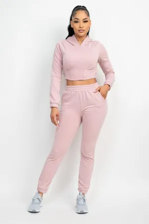 HOODED CORSET TOP & PANTS SET
