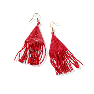 Ink   Alloy Scarlet Red Luxe Petite Fringe Earring