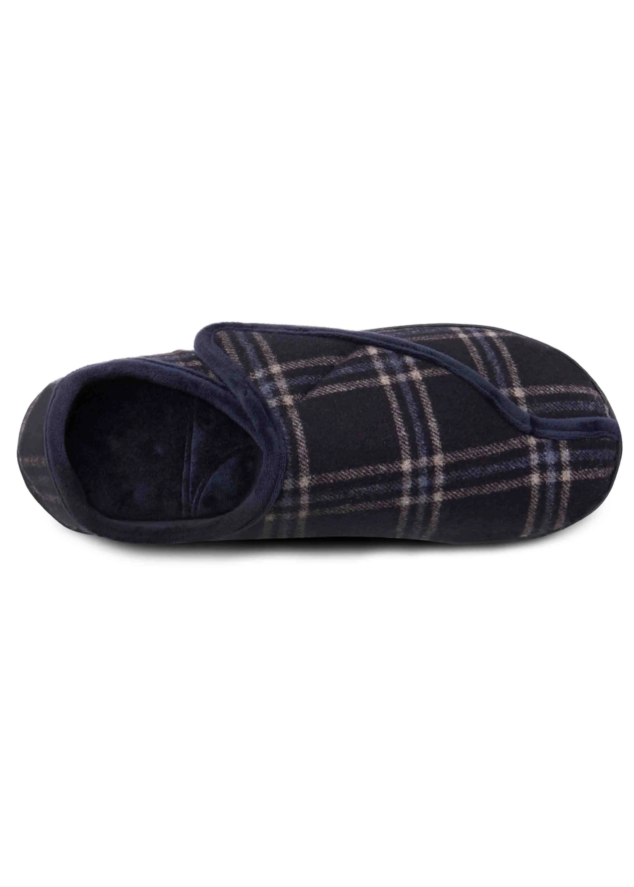 Isotoner Men's Velour Full Back Touch Fasten Slipper