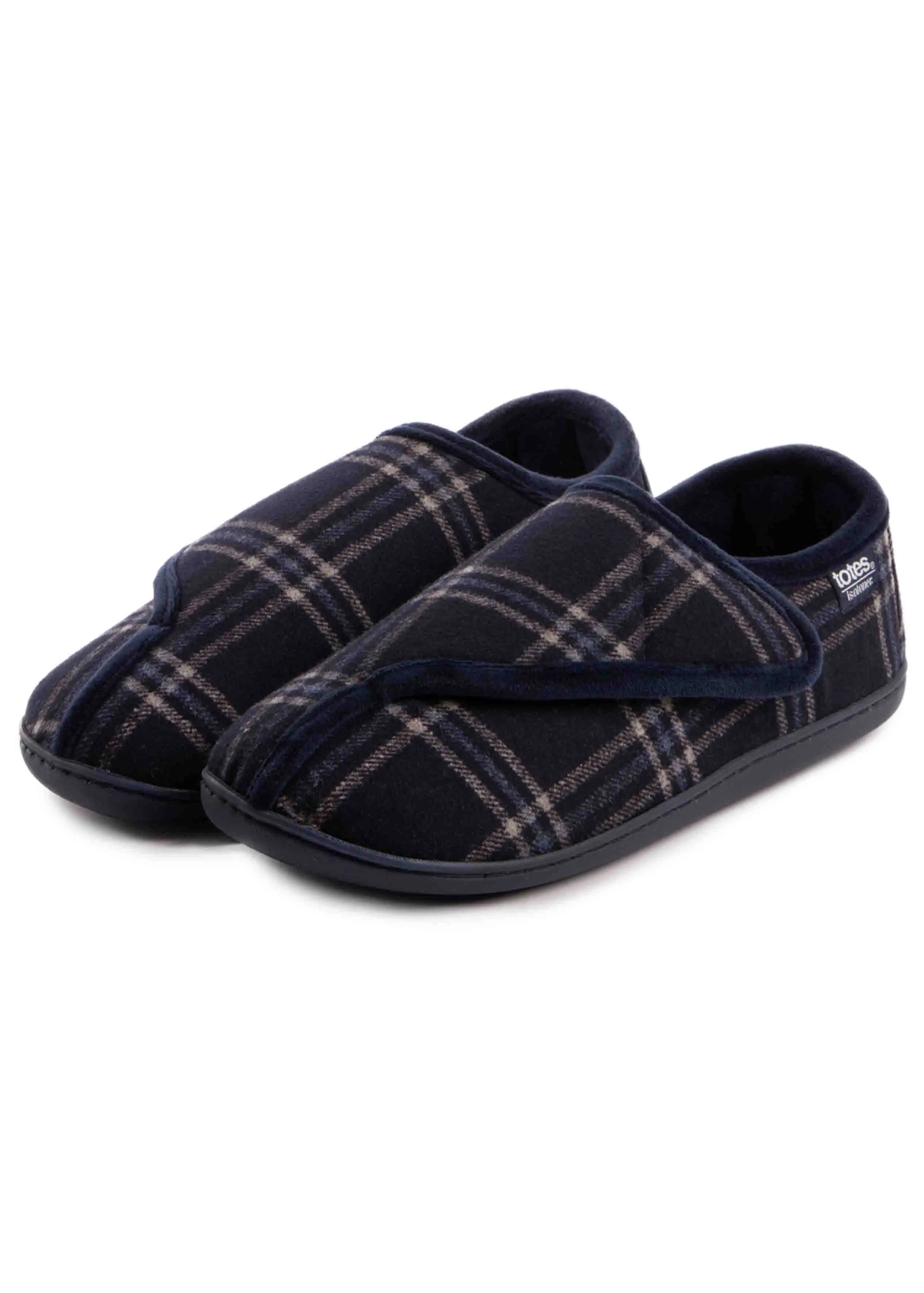 Isotoner Men's Velour Full Back Touch Fasten Slipper