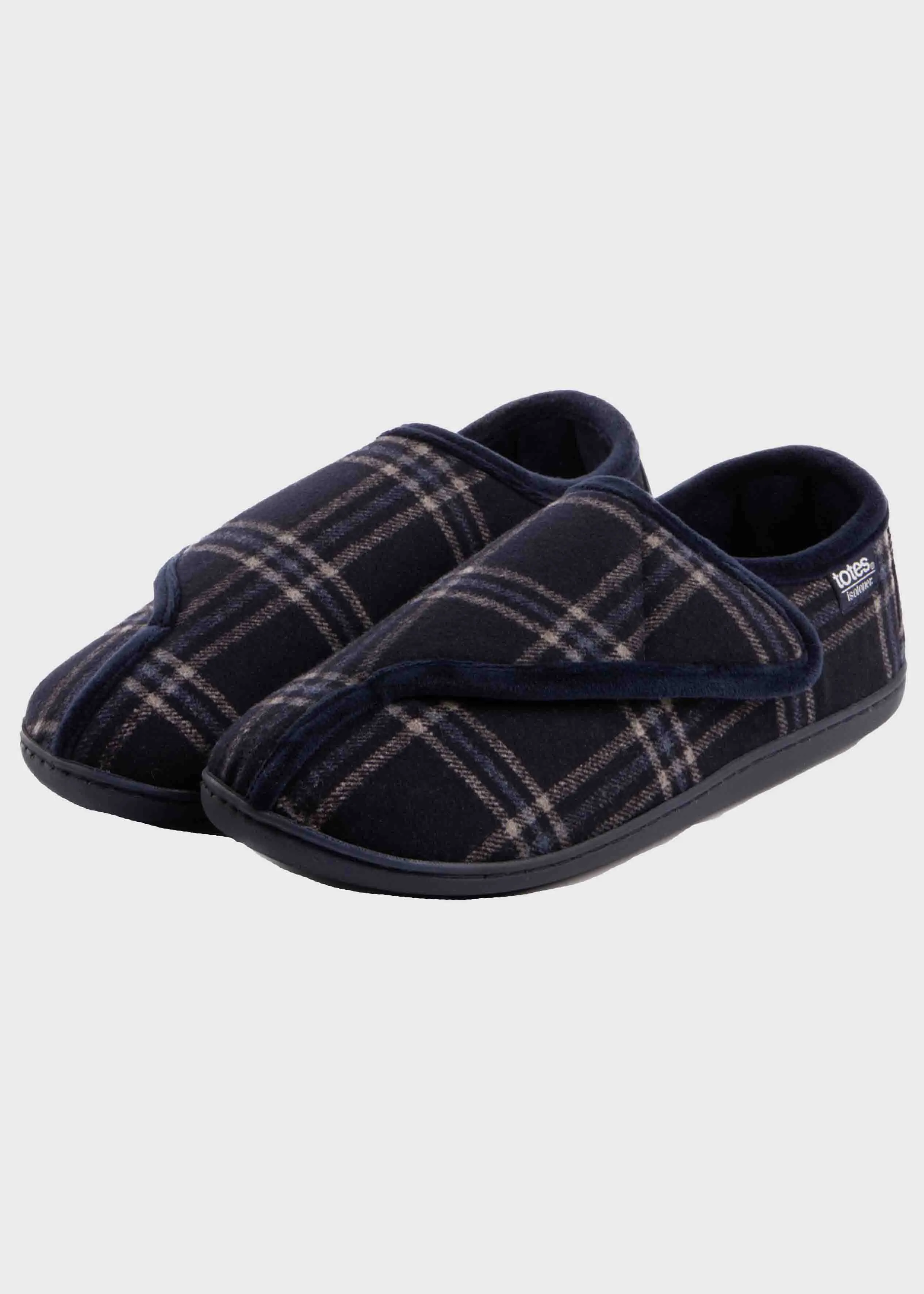 Isotoner Men's Velour Full Back Touch Fasten Slipper