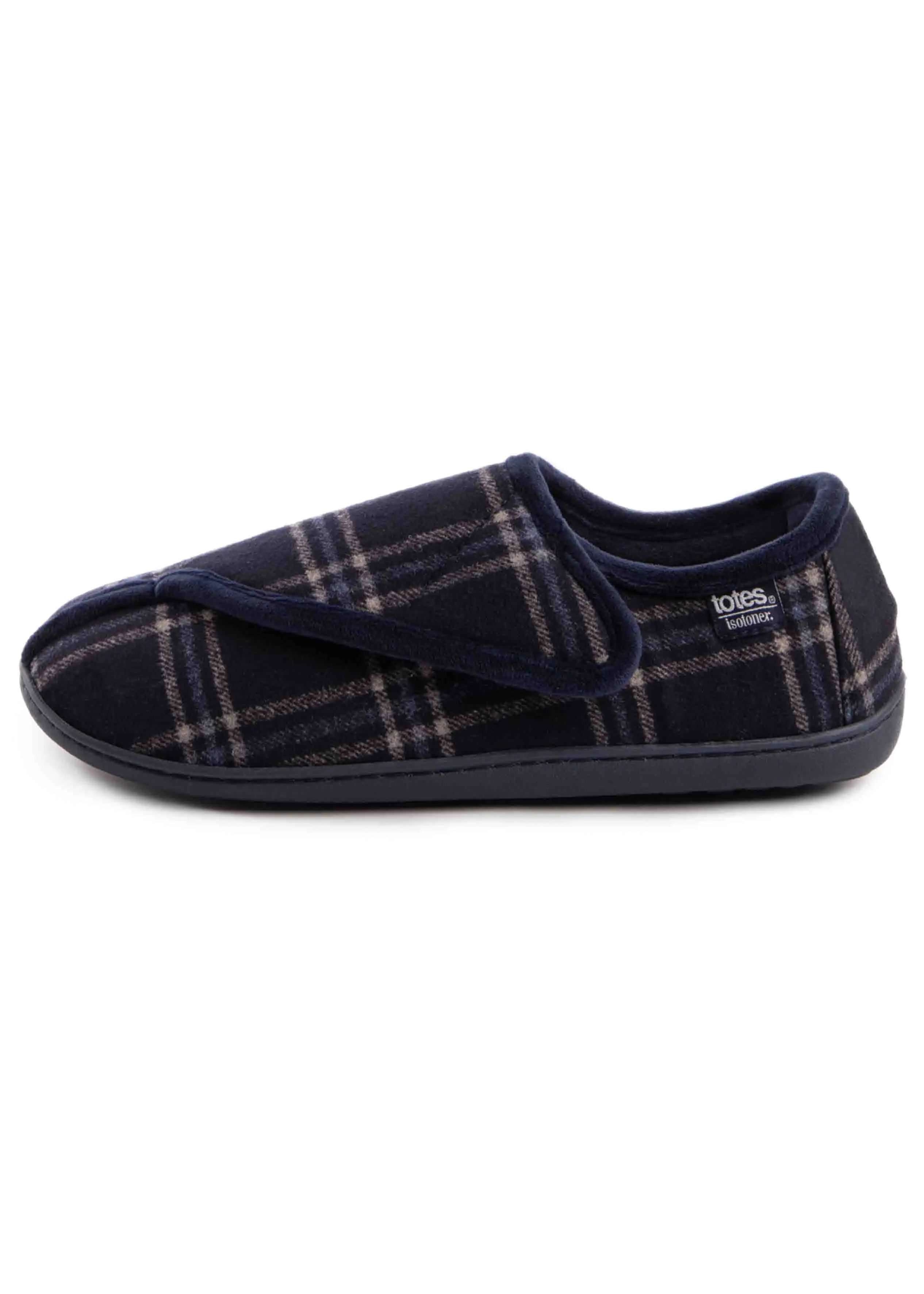 Isotoner Men's Velour Full Back Touch Fasten Slipper