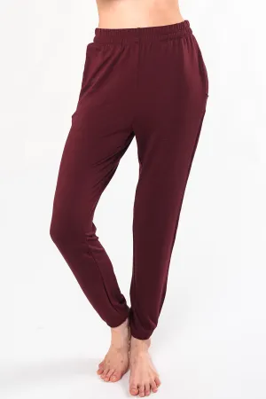 Julie Zipped Pocket Bamboo Jogger - Wine