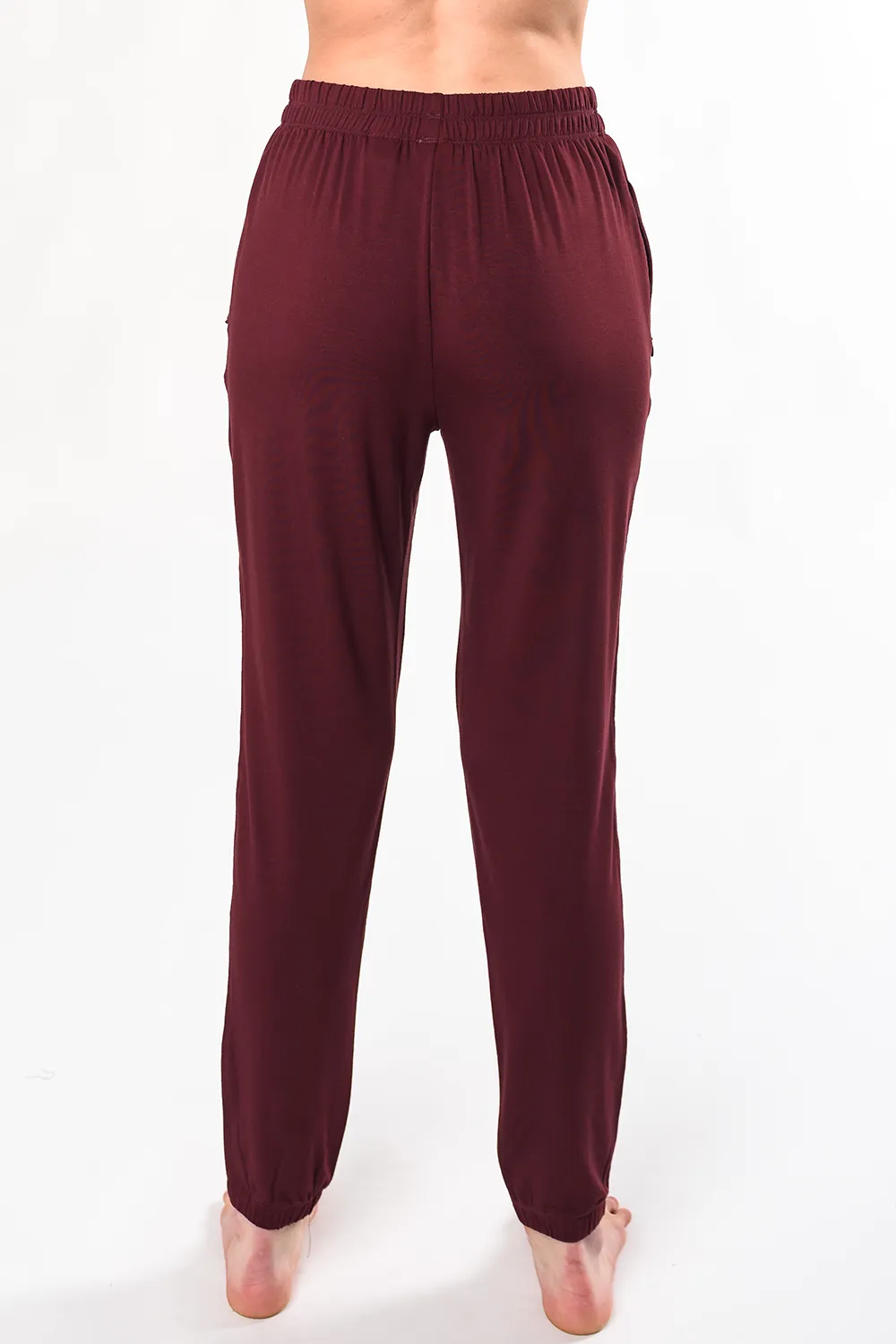 Julie Zipped Pocket Bamboo Jogger - Wine