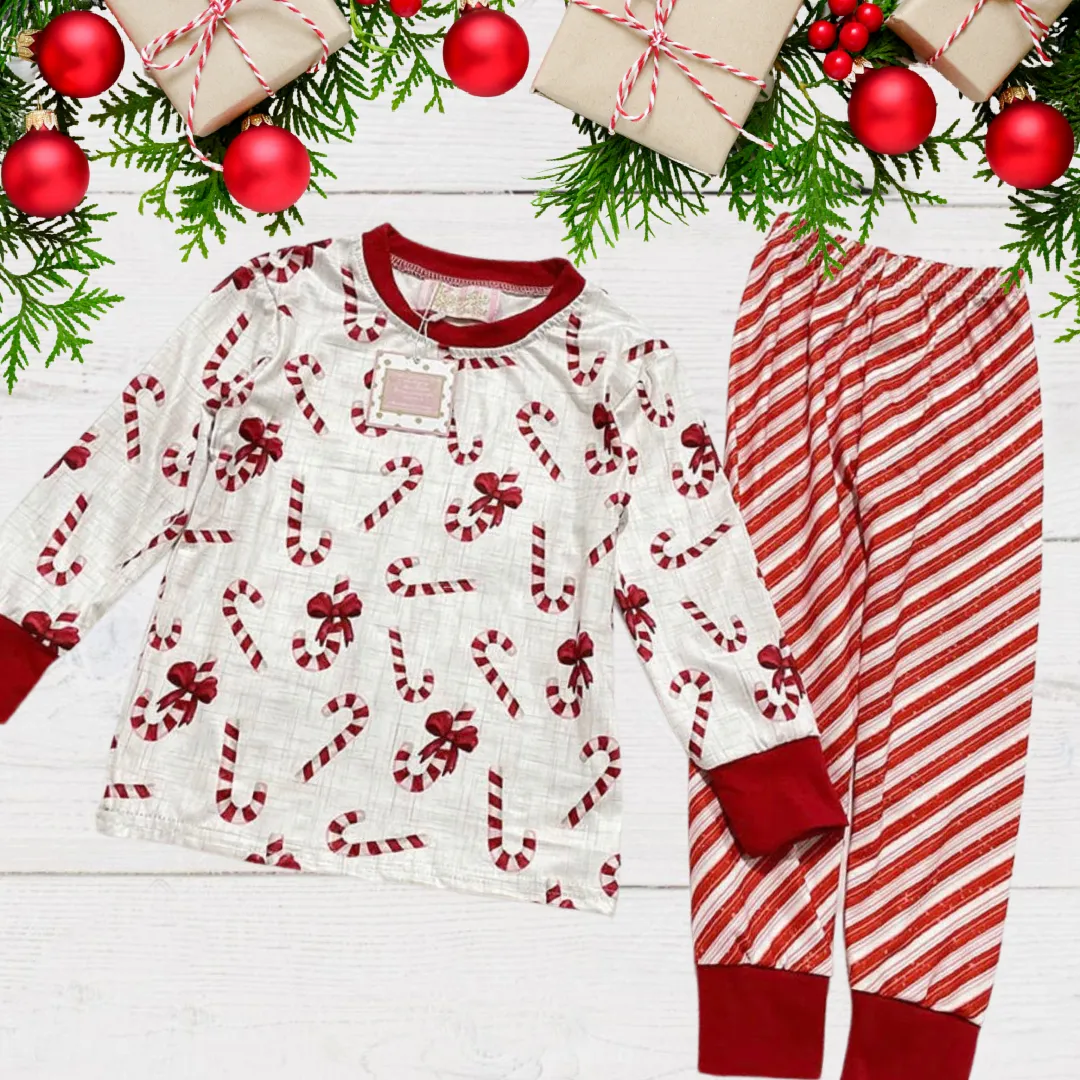 Kids 2 Pc Christmas Pajamas - Candy Canes