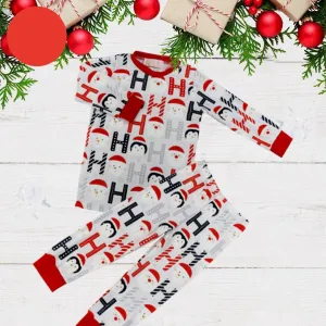 Kids 2 Pc Pajamas - Santa Snowman Penguin Ho Ho