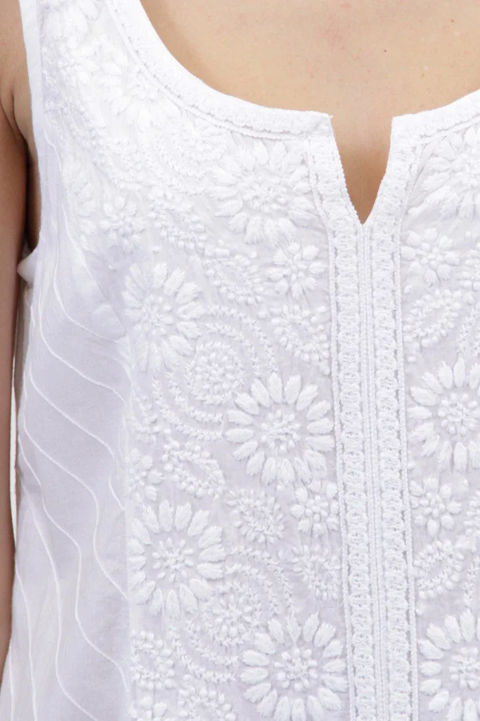 La Cera Sleeveless Floral Embroidered Chemise