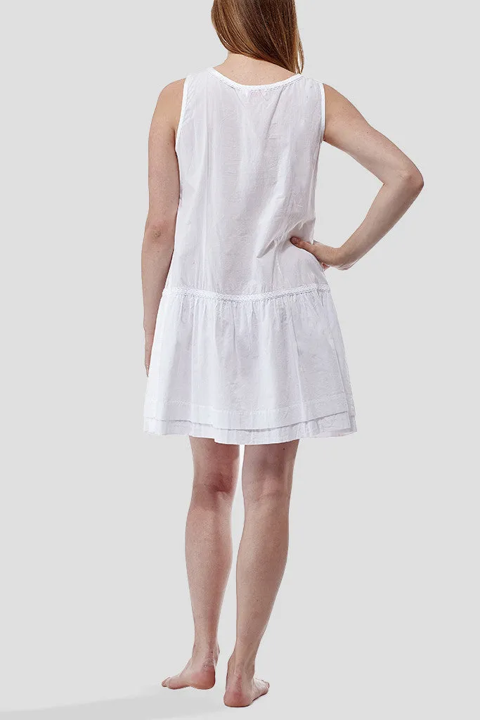 La Cera Sleeveless Floral Embroidered Chemise