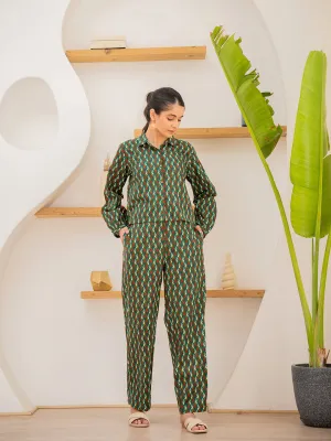 Leafy Pleate Forest Noir Green Co-Ord Set