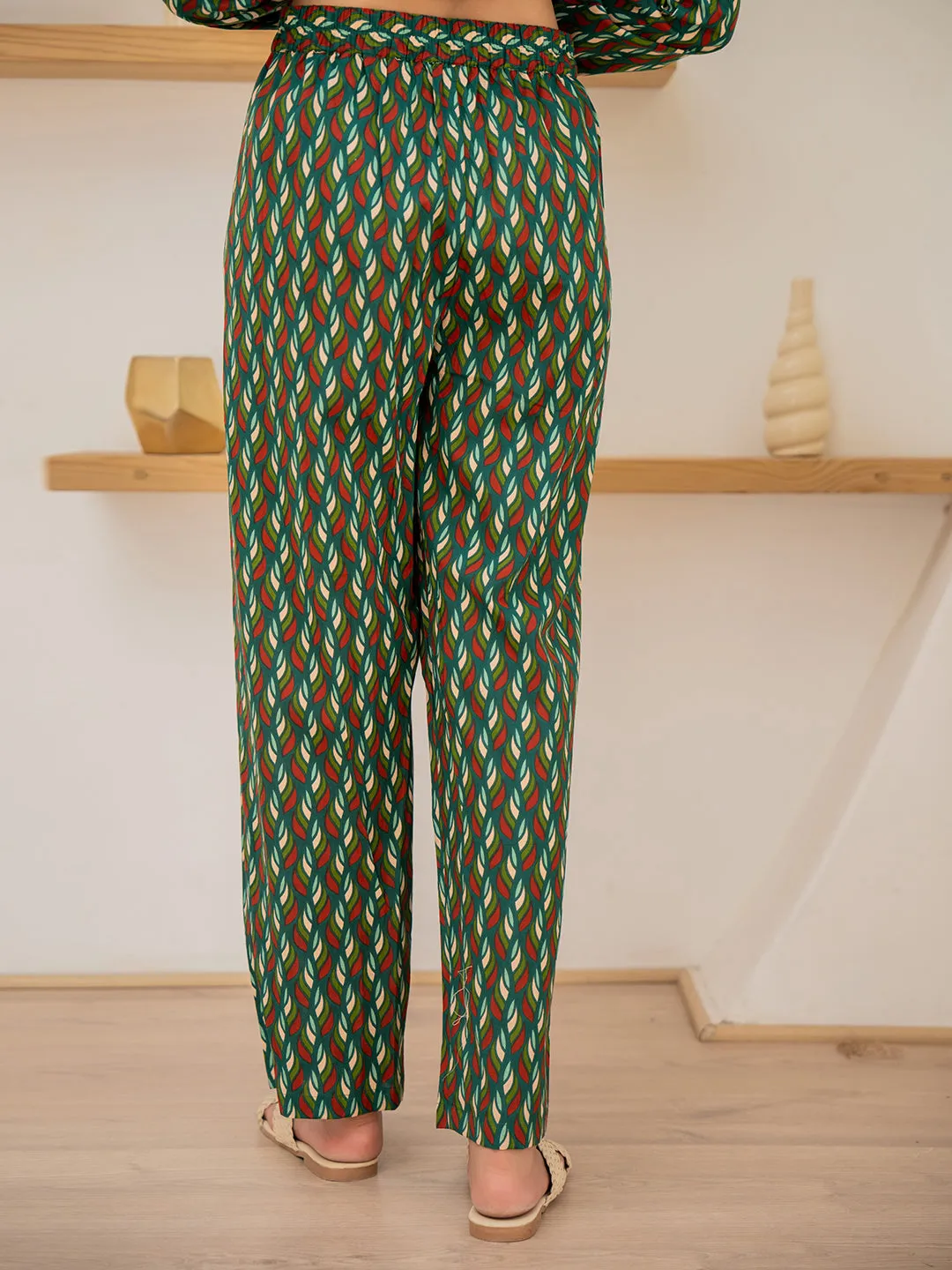 Leafy Pleate Forest Noir Green Co-Ord Set