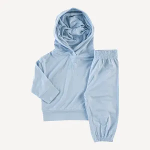 long sleeve boxy topstitch hoodie   relaxed jogger set | blue fog | bamboo