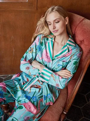 Long Sleeve Flamingo Printed Pajama Set