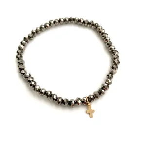 Luxe Cross Bracelet in Metallic Gray
