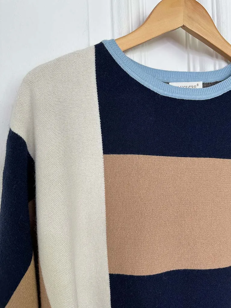 Luxe Weave Knit - Navy & Camel