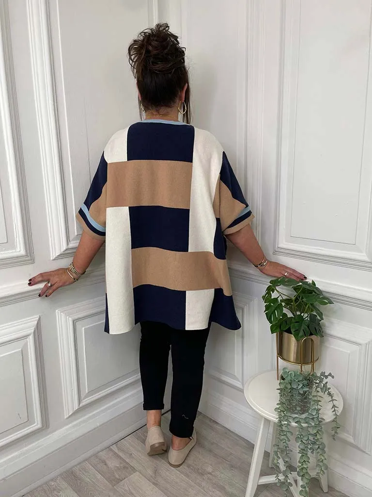 Luxe Weave Knit - Navy & Camel