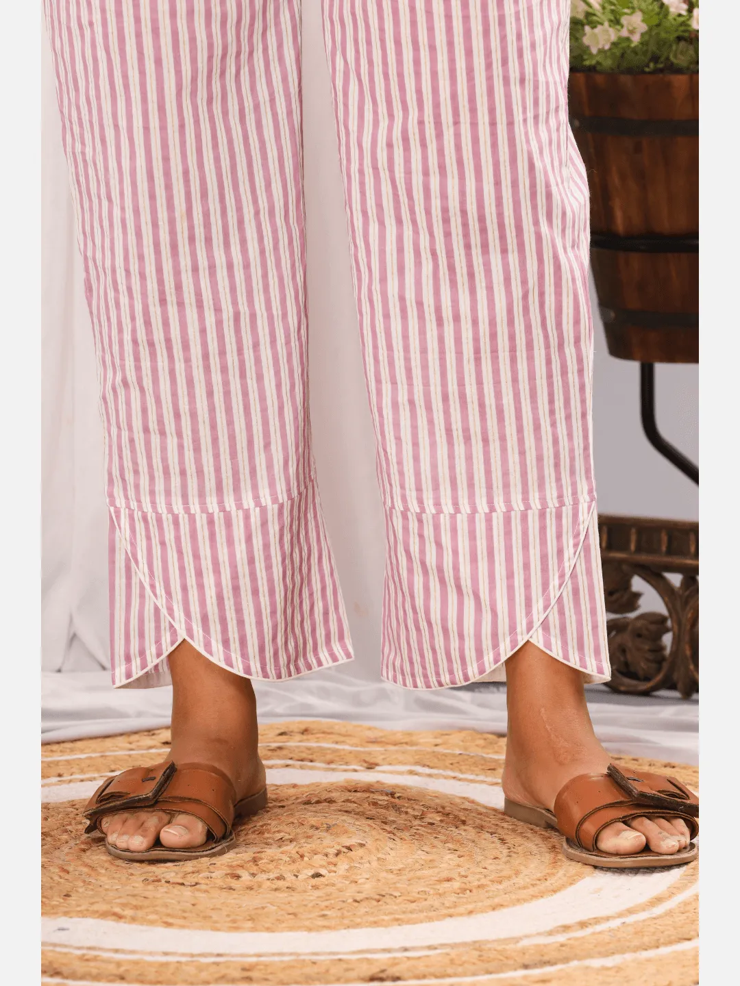 mandarin collar Pink  Pure cotton loungewear