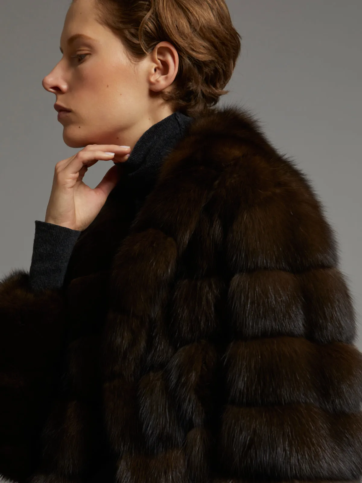 Manteau court en Zibeline Bargouzine à col cranté