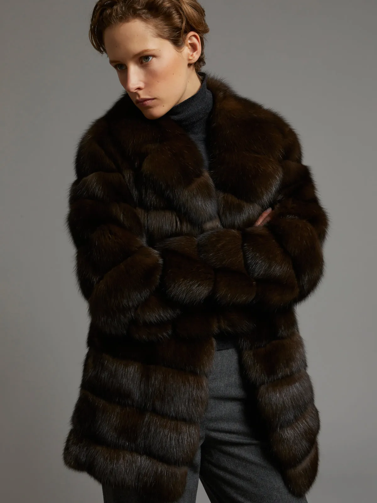 Manteau court en Zibeline Bargouzine à col cranté
