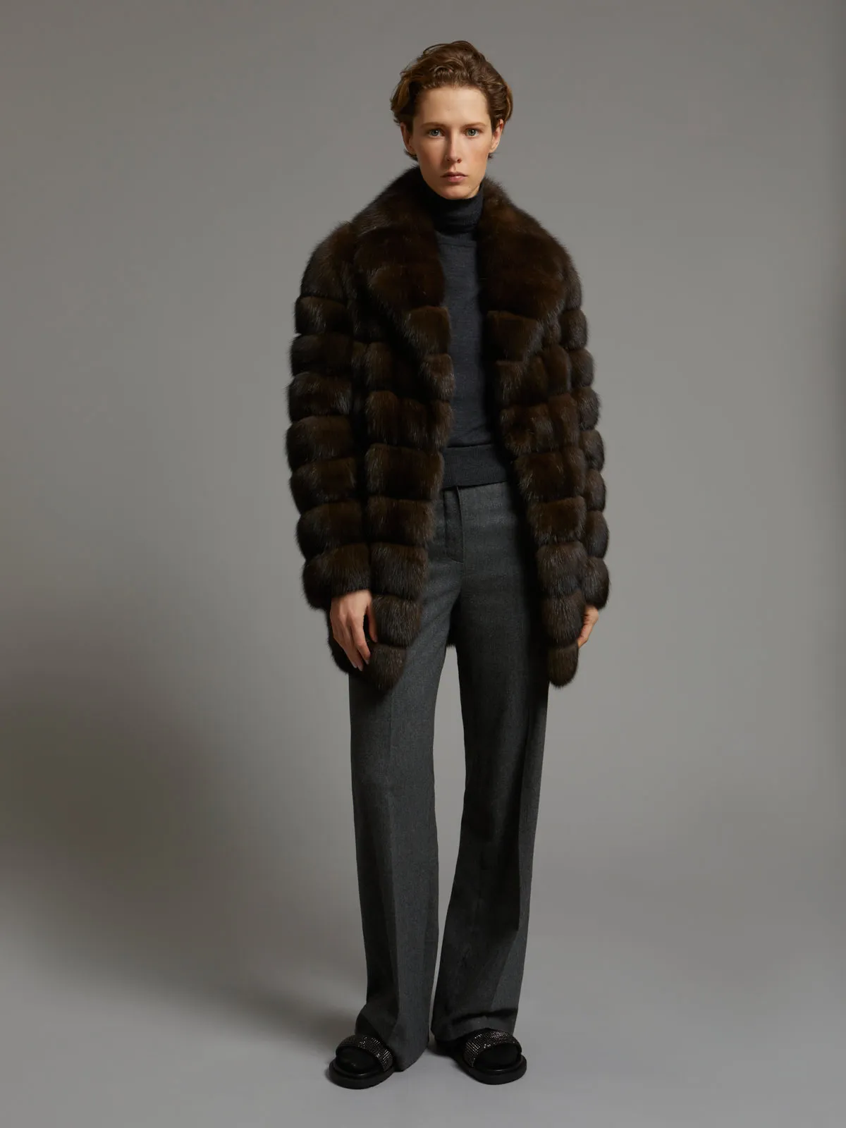 Manteau court en Zibeline Bargouzine à col cranté