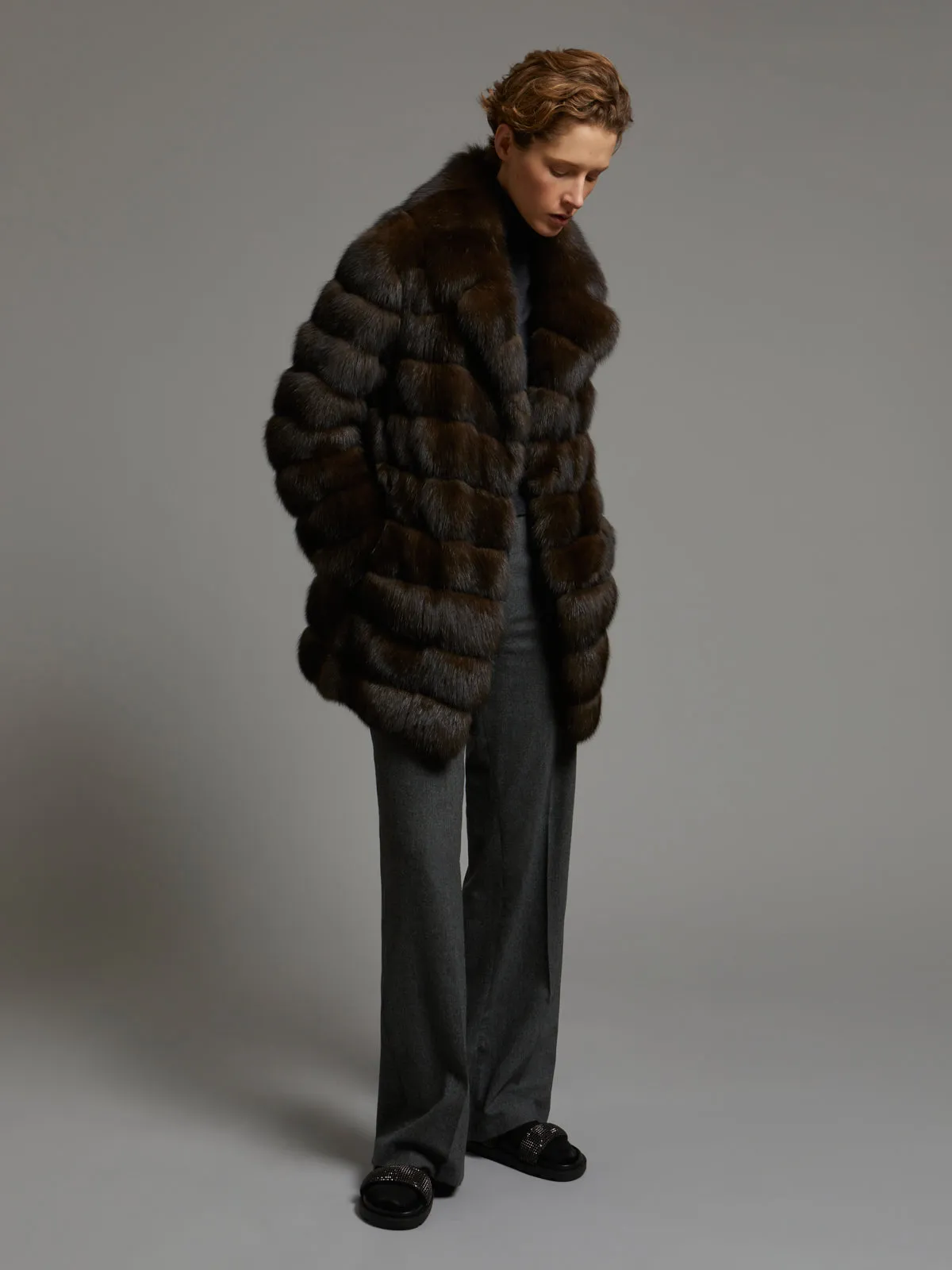 Manteau court en Zibeline Bargouzine à col cranté