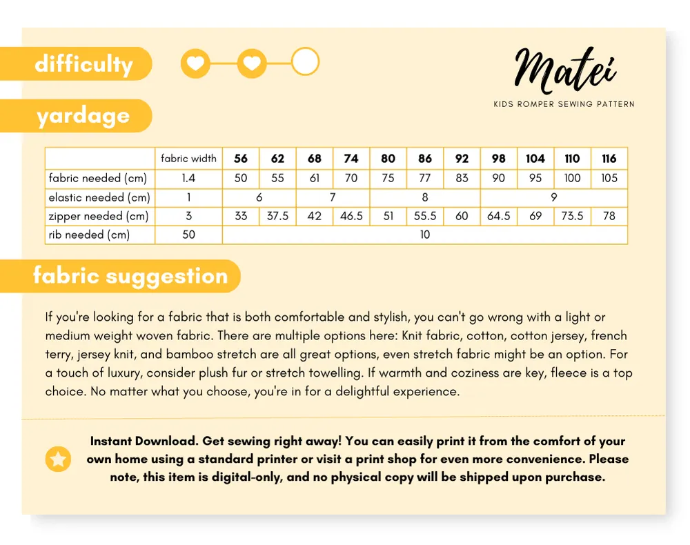 Matei Baby Onesie Pattern