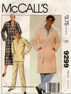 McCall's 9299 Mens Robe & Pajamas 1980s Vintage Sewing Pattern Size MEDIUM Chest 38 - 40 inches