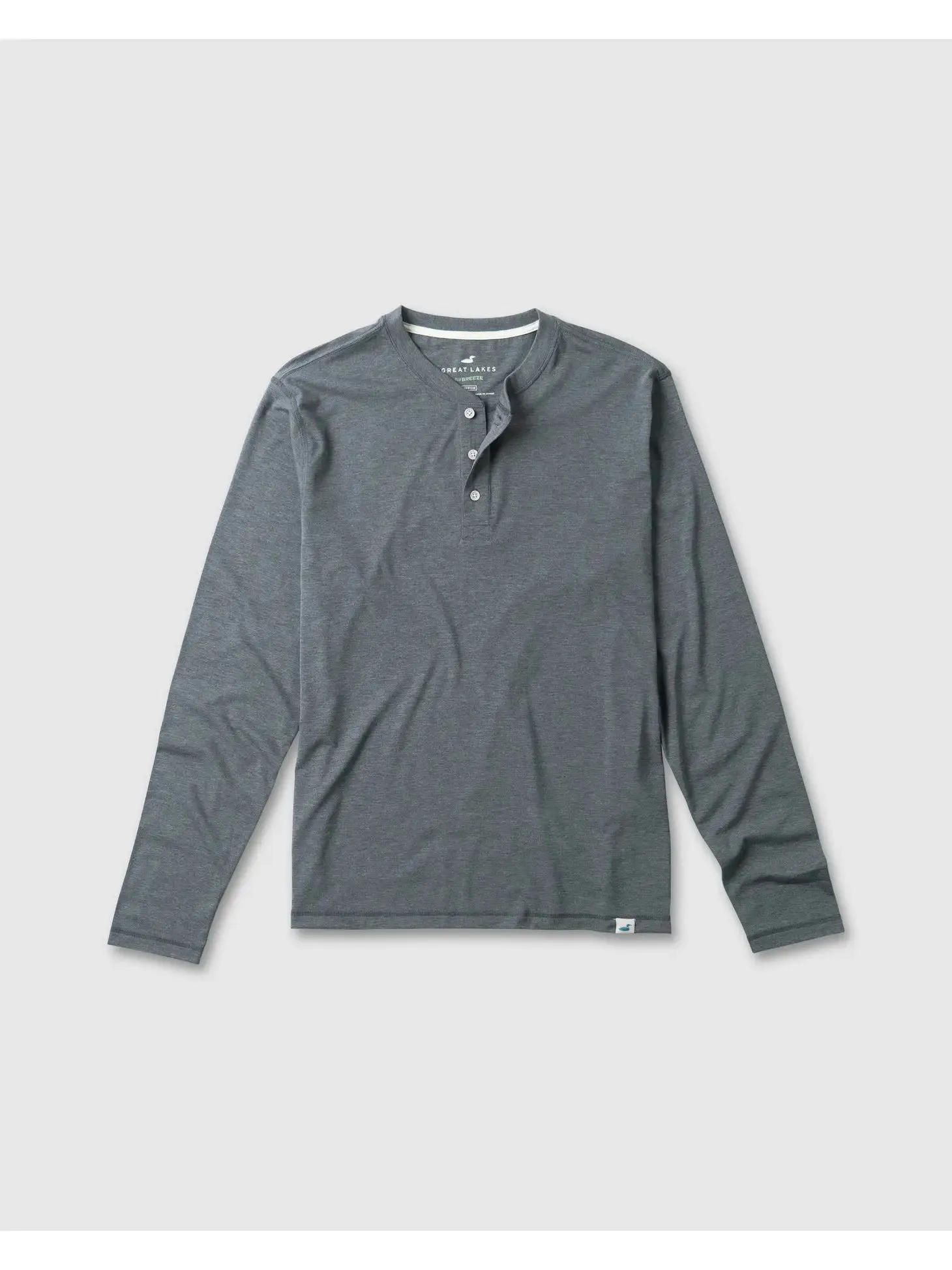 Men's Ecobreeze Henley Long Sleeve - Heather Charcoal