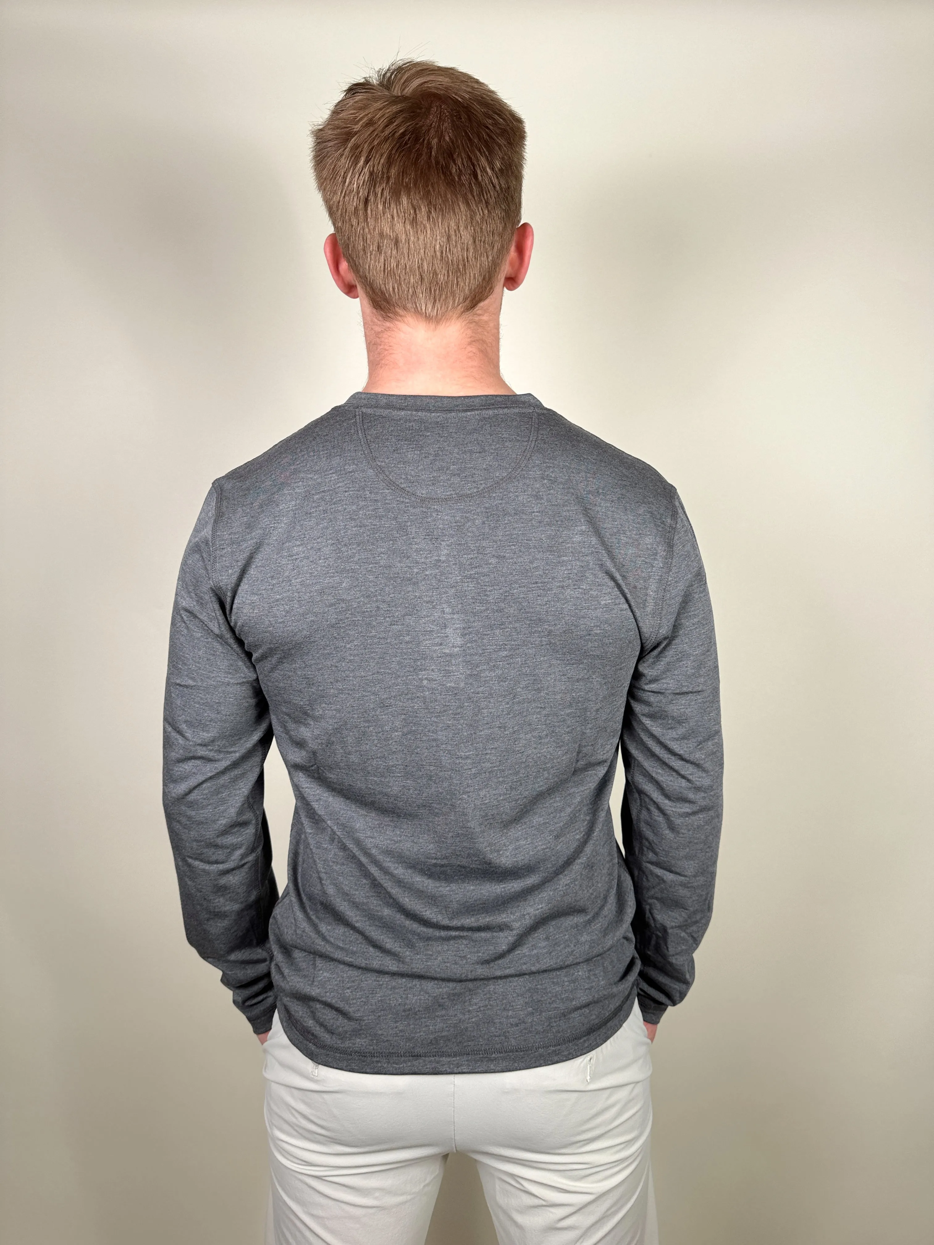 Men's Ecobreeze Henley Long Sleeve - Heather Charcoal